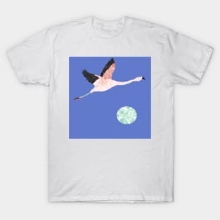 Marbled Paper Flying Flamingo T-Shirt